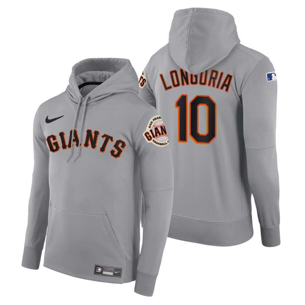 Men San Francisco Giants 10 Longoria gray road hoodie 2021 MLB Nike Jerseys
